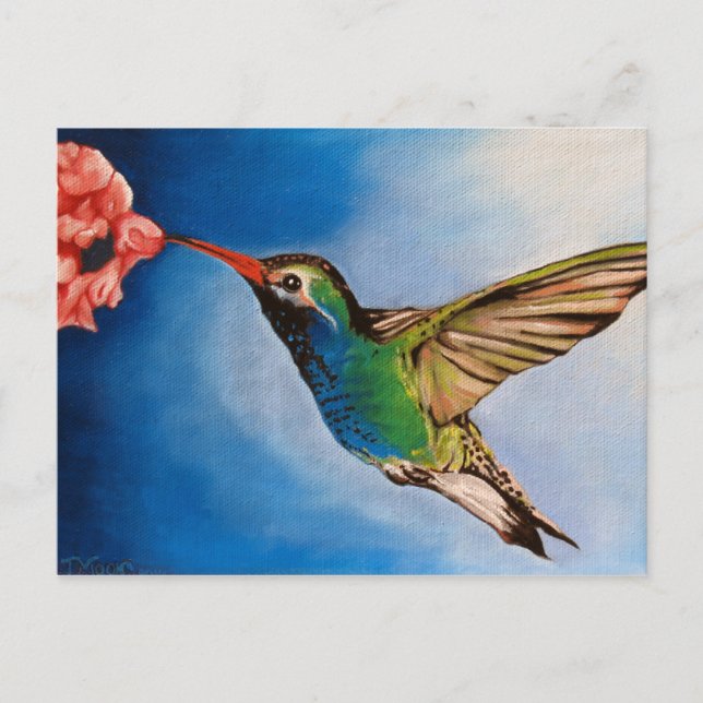 Cartão Postal Pintura de óleo de passarinho (Frente)