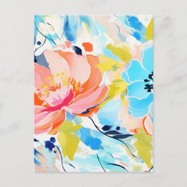 Cartão Postal Pintura de padrão floral abstrato 