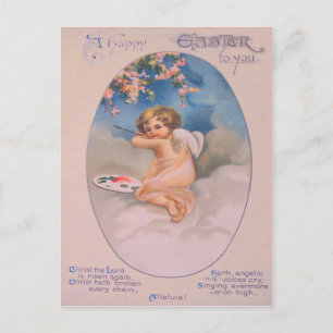 Cartão Postal Pintura de Paleta de Cerejeira Anjo Querubim Crist
