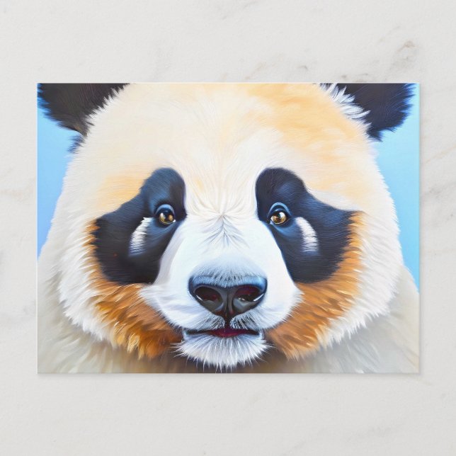 Cartão Postal Pintura de Panda sobre fundo azul (Frente)