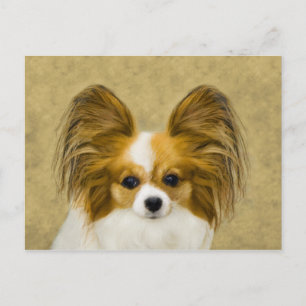 Cartão Postal Pintura de Papillon (Hound Tri) - Arte de Cão Ori