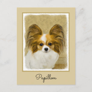 Cartão Postal Pintura de Papillon (Hound Tri) - Arte de Cão Orig