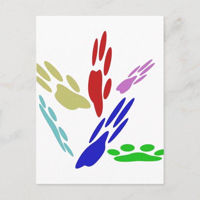 Cartão Postal Pintura De Pata De Cachorro Com Bolinhas (Frente)