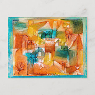 Cartão Postal Pintura de Paul Klee, Fascade Brown-Green