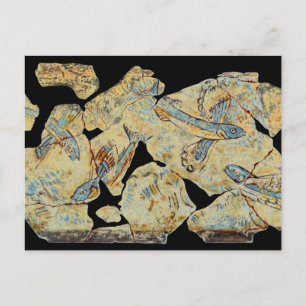 Cartão Postal pintura de peixe grego antigo arte de afresco mura