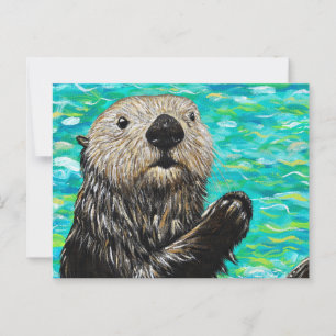 Cartão Postal Pintura de pequena mar feliz
