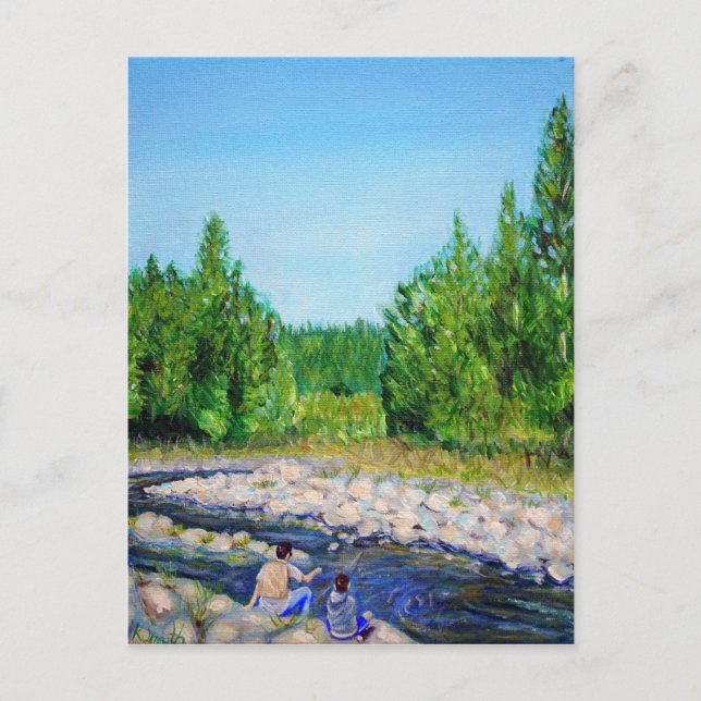 Cartão Postal Pintura de pesca do Pai e do Filho (Frente)