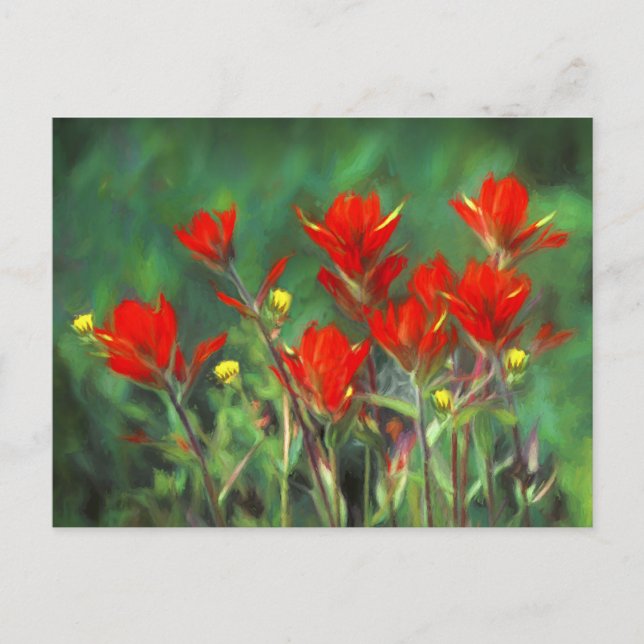 Cartão Postal Pintura de pincel índio - Arte Flor Original (Frente)