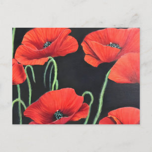 Cartão Postal Pintura de pintura de Poppies Vermelhos