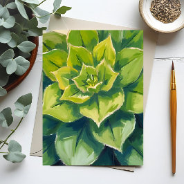 Cartão Postal Pintura de Planta Suculenta Verde