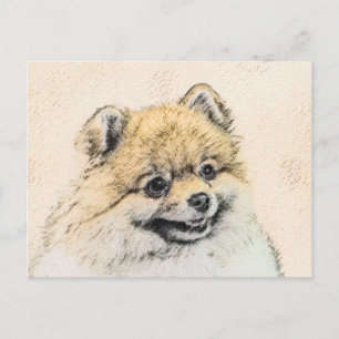Cartão Postal Pintura de Pomerânia (Laranja) - Arte Original de
