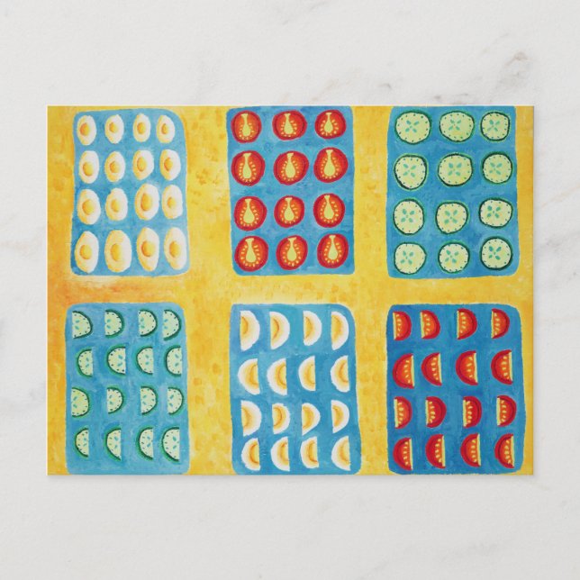 Cartão Postal Pintura de preparação de salada (Frente)