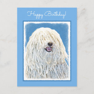 Cartão Postal Pintura de Puli - Arte de Cachorro Original Bonita