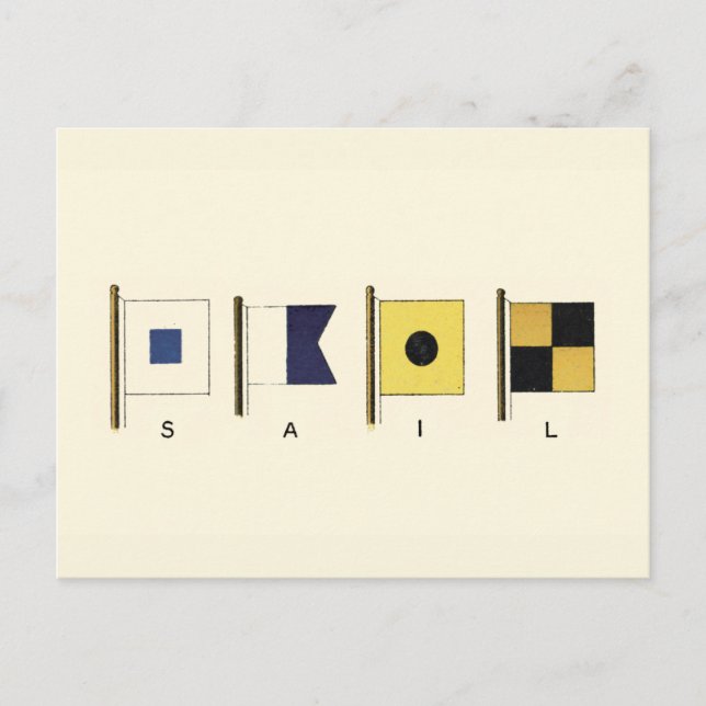 Cartão Postal Pintura de Quatro Bandeiras com a Palavra Vela Esc (Frente)