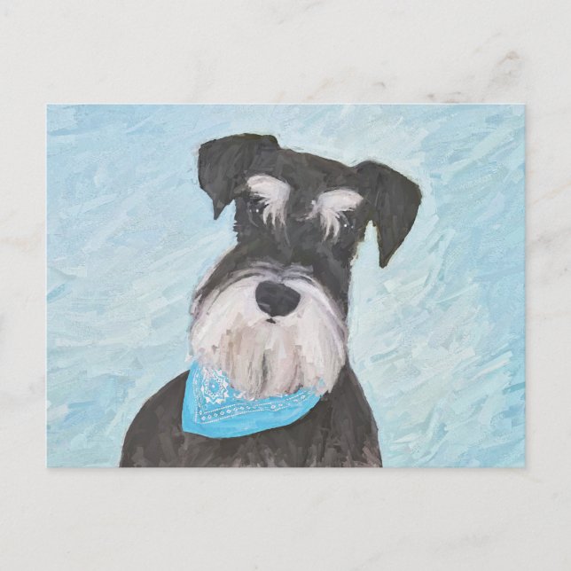 Cartão Postal Pintura de Schnauzer (Miniatura) - Cachorro Origin (Frente)