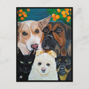 Cartão Postal Pintura de selfie de animal de estimação por Alfre
