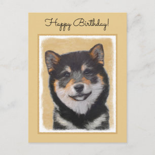Cartão Postal Pintura de Shiba Inu (Preto e Latão) - Arte Canin