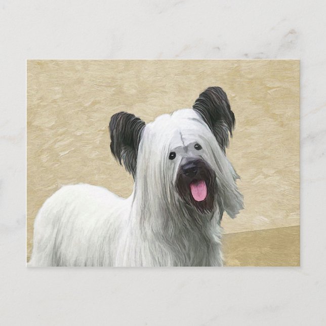 Cartão Postal Pintura de Skye Terrier - Arte de Cachorro Origina (Frente)