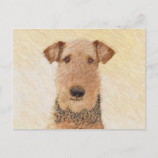 Cartão Postal Pintura de Terrier Airedale - Arte original cômoda