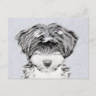 Cartão Postal Pintura de Terrier Tibetano - Arte de cão origina