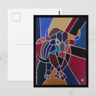 Cartão Postal Pintura de Touro Abstrato por Alfred Fox