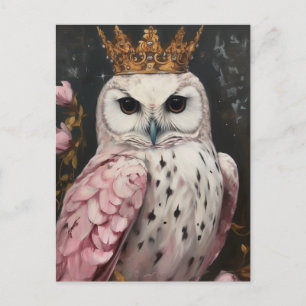 Cartão Postal Pintura de uma coruja com uma coroa