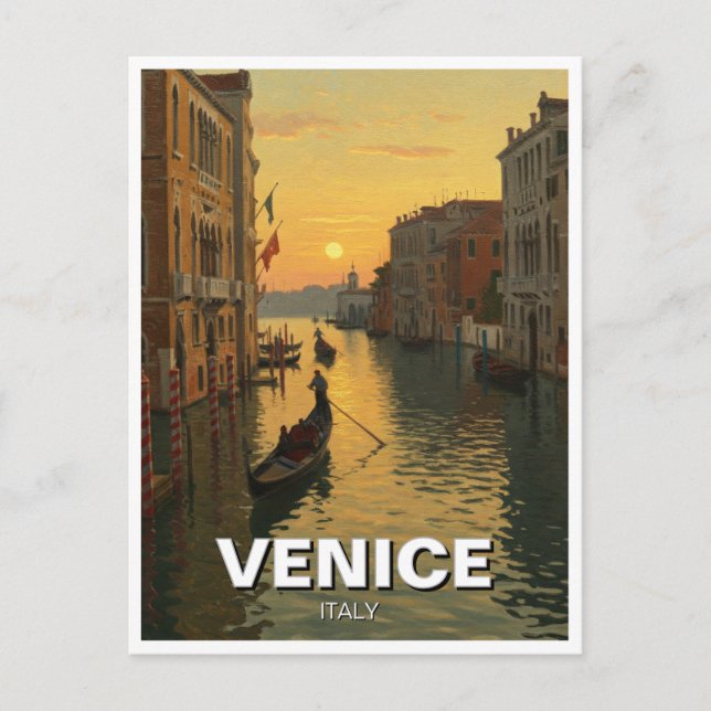Cartão Postal Pintura de Veneza Itália Viagem Souvenir (Frente)