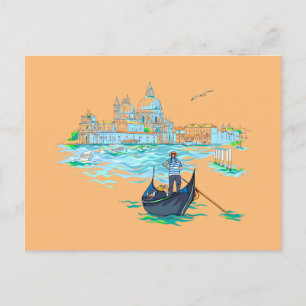 Cartão Postal Pintura de Venice gondolier