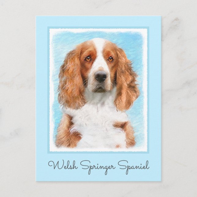 Cartão Postal Pintura de Welsh Springer Spaniel - Arte Original  (Frente)