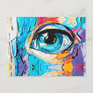 Cartão Postal Pintura Digital Abstrata a Óleo de Olhos Bonitos