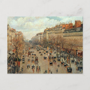 Cartão Postal Pintura do Boulevard Montmartre de Camille Pissarr