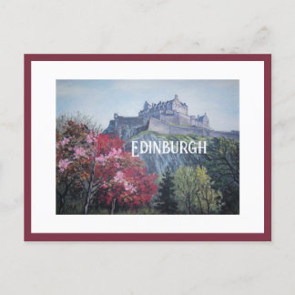 Cartão Postal Pintura do Castelo de Edinburgh Scotland por Pola.