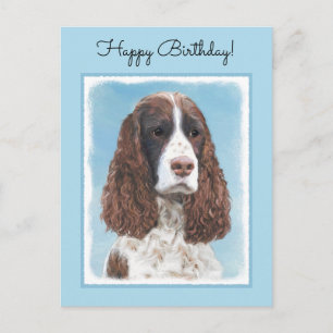 Cartão Postal Pintura do English Springer Spaniel Arte Original 