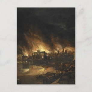 Cartão Postal Pintura do Excelente Fogo de Londres, século 17