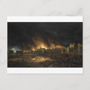 Cartão Postal Pintura do Excelente Fogo de Londres, século XVII