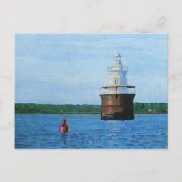 Cartão Postal Pintura do Farol do Canal de Lubec