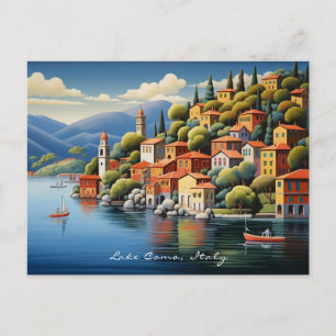 Cartão Postal Pintura do Lago Como Landscape Itália Viagem Art