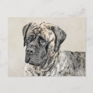 Cartão Postal Pintura do Mastiff Inglês (Brindle) - Arte Canina