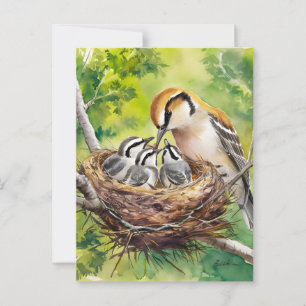 Cartão Postal Pintura do ninho de pássaros doce