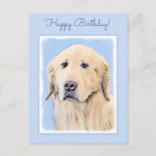 Cartão Postal Pintura do ouro Retriever - Arte Cachorra Original