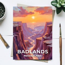 Cartão Postal Pintura do Parque Nacional Badlands Dakota do Sul