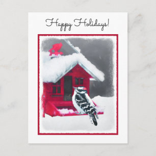 Cartão Postal Pintura do Pica-Pau Downy - Posto Original de Arte