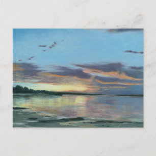 Cartão Postal Pintura do pôr do sol em Oregon praia