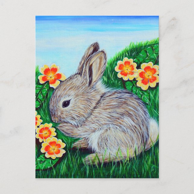Cartão Postal Pintura do Rabbit Springtime (Frente)