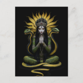 Cartão Postal Pintura do Retrato da Rainha Naga Kanya Deusa Serp