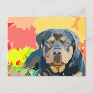 Cartão Postal Pintura do Retrato Rottweiler