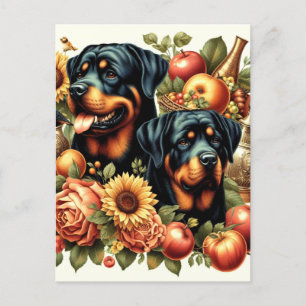 Cartão Postal Pintura do Rottweiler Retro