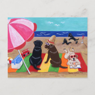Cartão Postal Pintura do Summer Breeze Labradores
