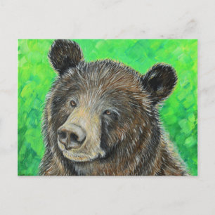 Cartão Postal Pintura do Urso Pardo Pensativo
