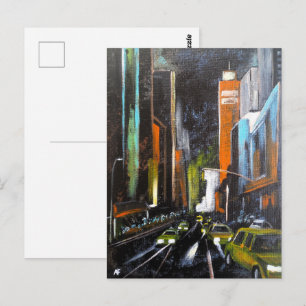 Cartão Postal Pintura Elétrica da Meia-Noite de Nova York - Alfr